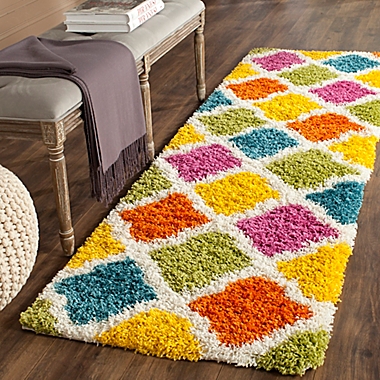 Safavieh Kids&reg; Diamonds 2-Foot 3-Inch x 7-Foot Shag Runner in Ivory/Multi. View a larger version of this product image.