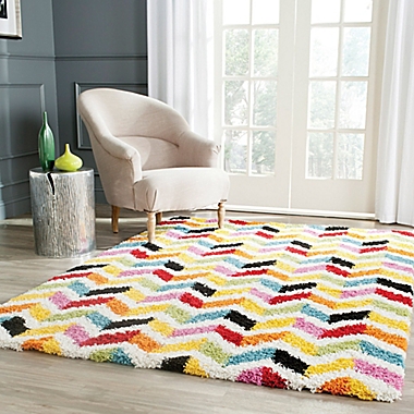 Safavieh Kids&reg; Zigzag Shag Rug in Ivory/Multi. View a larger version of this product image.