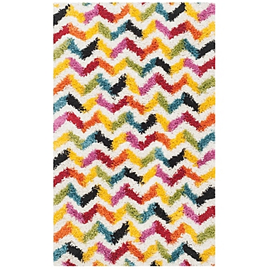 Safavieh Kids&reg; 2-Foot 3-inch x 5-Foot Zigzag Shag Runner in Ivory/Multi. View a larger version of this product image.