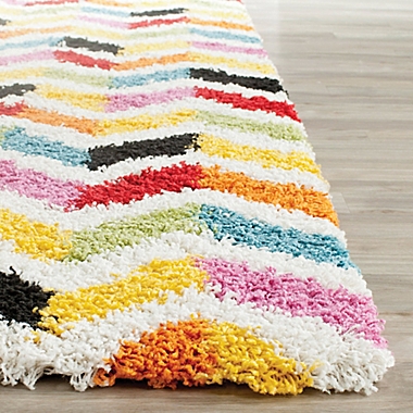 Safavieh Kids&reg; 2-Foot 3-Inch x 7-Foot Zigzag Shag Runner in Ivory/Multi. View a larger version of this product image.