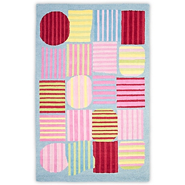 Safavieh Kids&reg; Striped Shapes Rug in Blue/Multi. View a larger version of this product image.