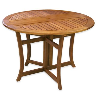 Eucalyptus Outdoor Round Folding Table, Round Eucalyptus Folding Table 48