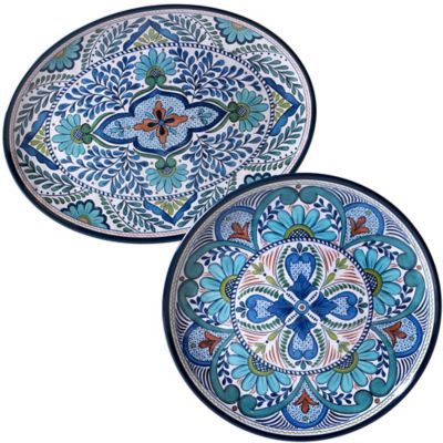 teal serving platters