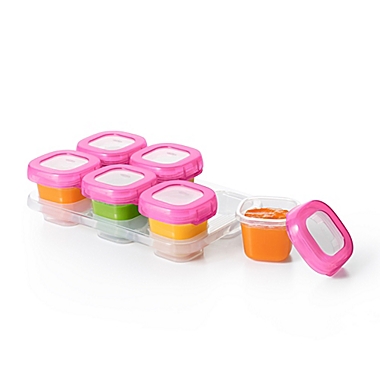 OXO Tot&reg; 6-Pack 2 oz. Baby Blocks Freezer Containers in Pink. View a larger version of this product image.