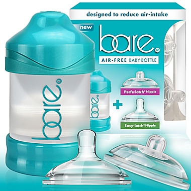 BARE&reg; 4 oz. Polypropylene Air-Free Bottle w/Easy-Latch and Perfe-Latch Nipples in Turquoise. View a larger version of this product image.