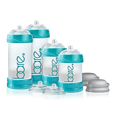 BARE&reg; 4-Pack Polypropylene Air-Free Bottle Starter Set w/Perfe-Latch&reg; Nipples in Turquoise. View a larger version of this product image.
