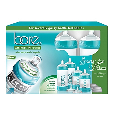BARE&reg; 4-Pack Polypropylene Air-Free Bottle Starter Set with Easy-Latch Nipples in Turquoise. View a larger version of this product image.