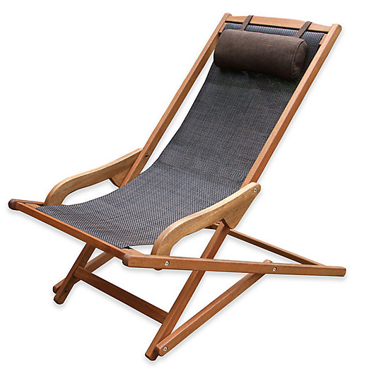 Alternate image 1 for Outdoor Interiors® Eucalyptus and Sling Outdoor Swing Lounger with Pillow in Brown Umber