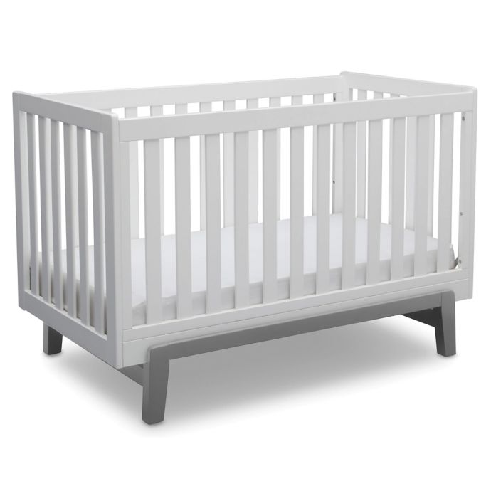 Delta Children Aster 3 In 1 Convertible Crib In White Grey Bed