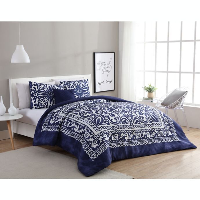 Vcny Eleanor Duvet Cover Set In Navy White Bed Bath Beyond