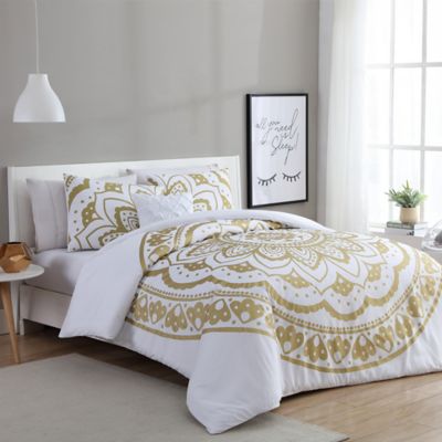 white and gold bedding double