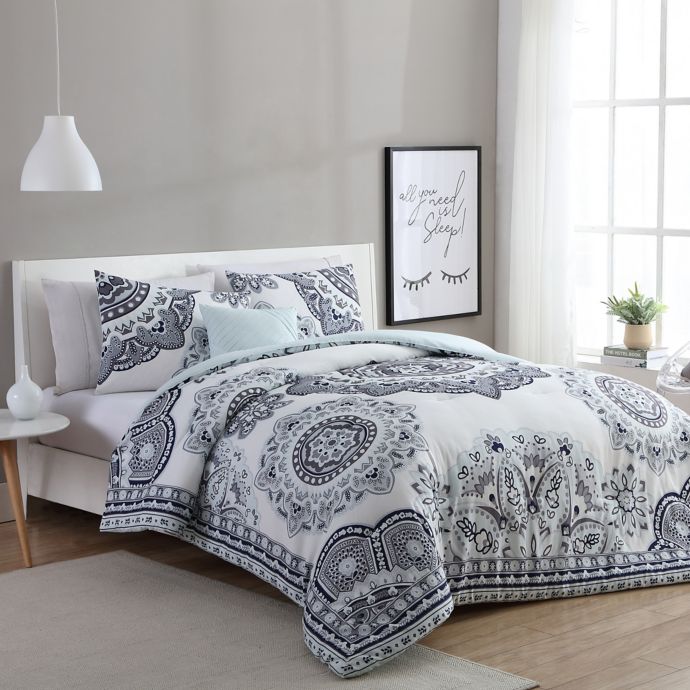 Vcny Home Kaya Comforter Set In Mint Grey Bed Bath Beyond