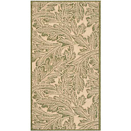 Safavieh Courtyard Autumn Leaves 2' x 3'7 Indoor/Outdoor Accent Rug in Natural/Olive