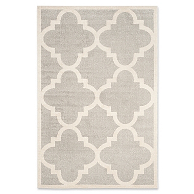 Safavieh Amherst Geo 5-Foot x 8-Foot Indoor/Outdoor Area Rug in Light Grey/Beige. View a larger version of this product image.