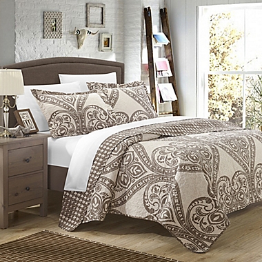 Chic Home Revenna Reversible King Quilt Set in Beige. View a larger version of this product image.
