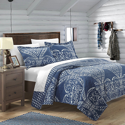 Alternate image 1 for Chic Home Revenna Reversible Twin Quilt Set in Navy