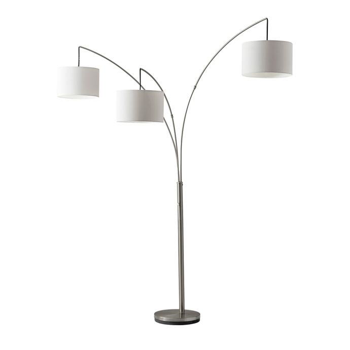 Adesso Trinity Arc Floor Lamp In Brushed Steel Bed Bath