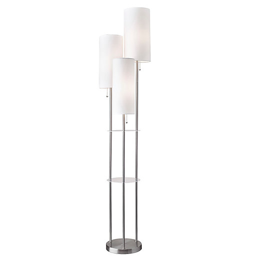 Alternate image 1 for Adesso Trio Floor Lamp with Tables in Brushed Steel