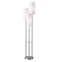 Adesso Trio Floor Lamp with Tables in Brushed Steel