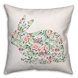 Designs Direct Floral Tranquil Rabbit Square Throw Pillow in Mint/Pink