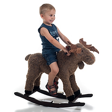 Happy Trails Ride-On Rocking Max Moose in Brown. View a larger version of this product image.