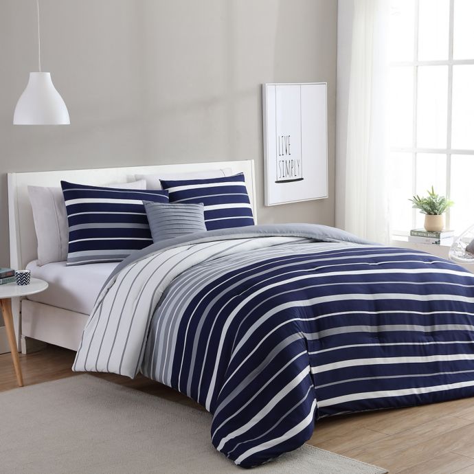 Vcny Home Preston Duvet Cover Set In Navy Bed Bath Beyond