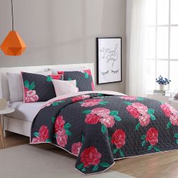 VCNY Home Rosemary Quilt Set in Charcoal/Rose
