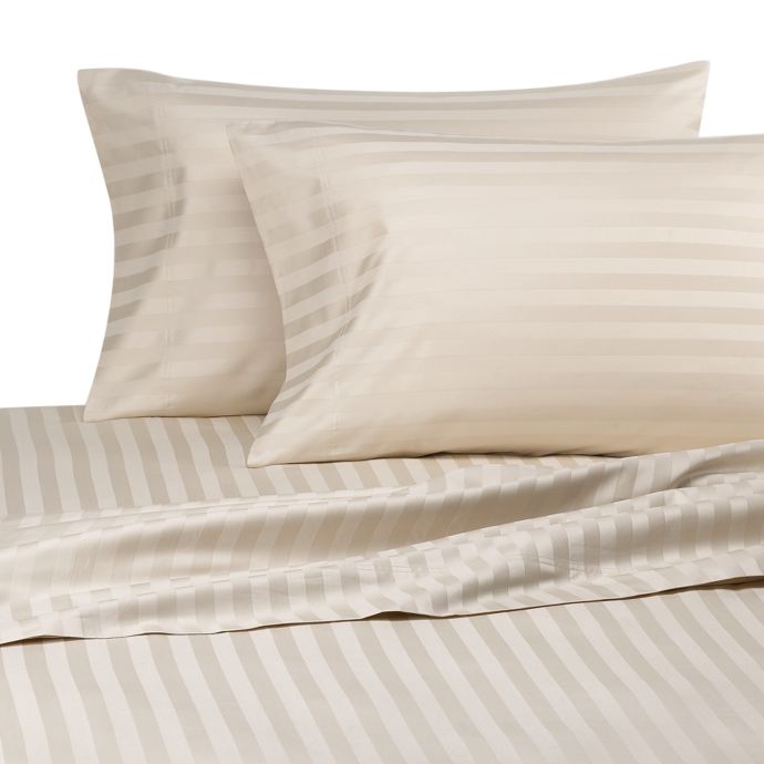 500 Damask Stripe Queen Sateen Sheet Set | Bed Bath & Beyond