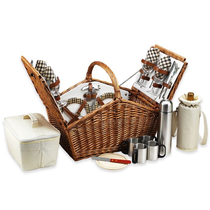 Picnic at Ascot Huntsman Picnic Basket for 4 with Coffee Service Bed Bath & Beyond