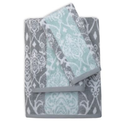 teal and gray bath towels