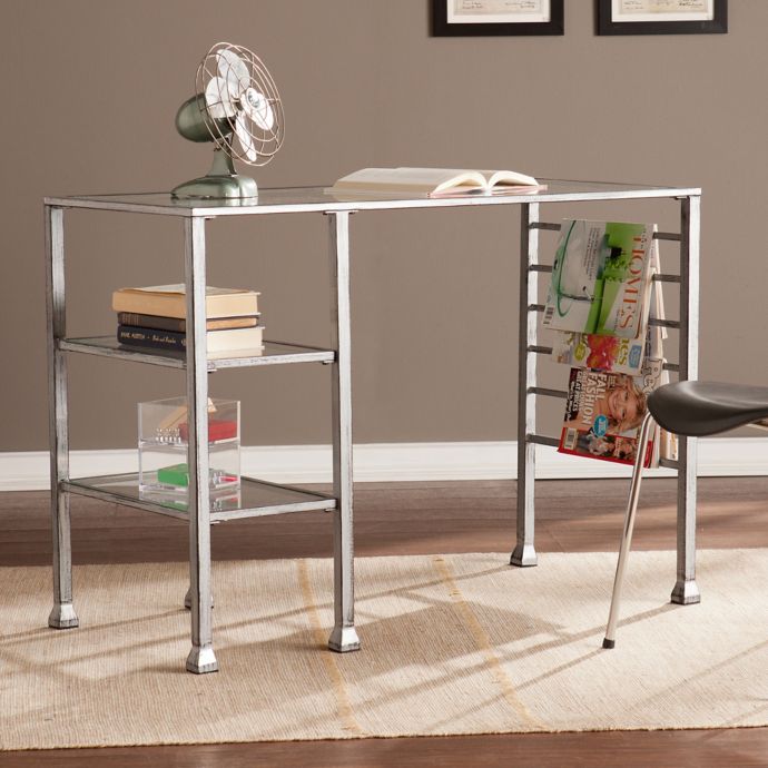 Southern Enterprises Metal/Glass Writing Desk Bed Bath & Beyond