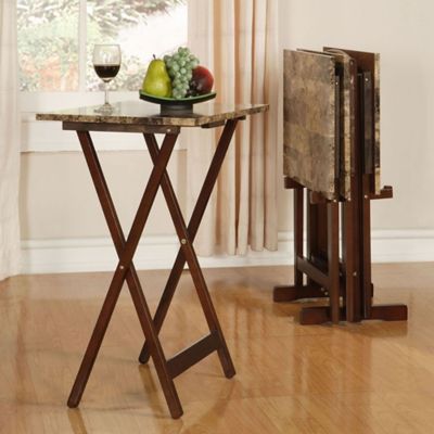 Linon Rubberwood Tray Table With Gray Finish Tt503gryst01u for sale online 