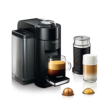 Nespresso&reg; by De&#39;Longhi Vertuo Coffee and Espresso Machine with Aeroccino in Piano Black. View a larger version of this product image.