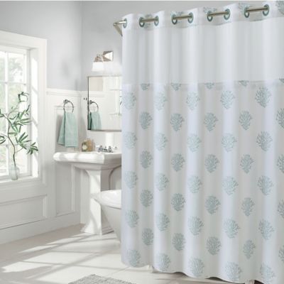 coral gray shower curtain