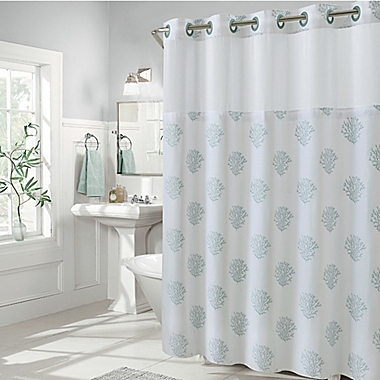 Hookless&reg; Coral Reef Shower Curtain in Grey Mist. View a larger version of this product image.