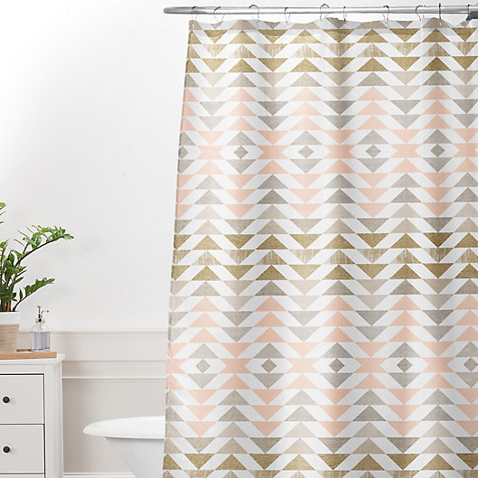 Alternate image 1 for Deny Designs Georgiana Paraschiv Metallic Triangles Shower Curtain in Gold