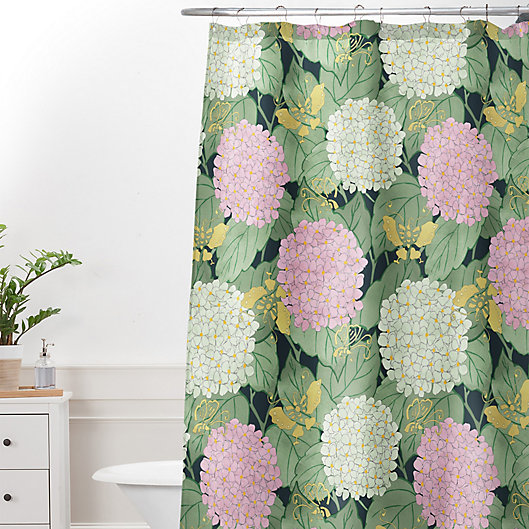 Alternate image 1 for Deny Designs Belle13 Hydrangea and Butterflies Shower Curtain