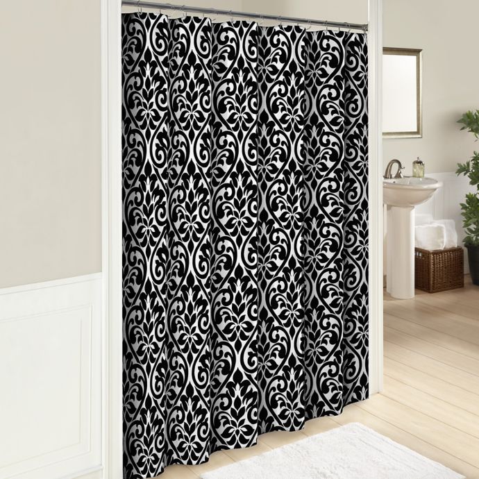 Hadley 72Inch Cotton Shower Curtain in Black Bed Bath and Beyond Canada