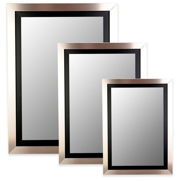 HitchcockButterfield Decorative Wall Mirror in Brushed Nickel Silver/Satin Black Bed Bath and