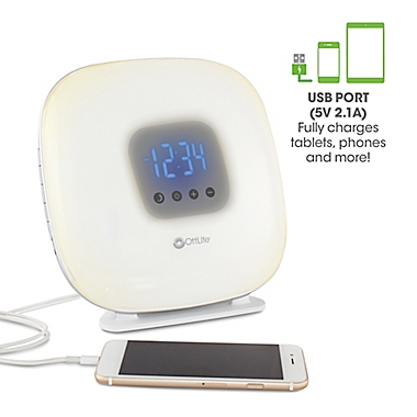 OttLite&reg; Wake Up Your Way Light & Alarm Clock in White. View a larger version of this product image.