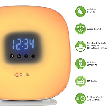OttLite&reg; Wake Up Your Way Light & Alarm Clock in White. View a larger version of this product image.