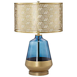 Pacific Coast Lighting Glass Table Lamp in Blue with Metal Shade