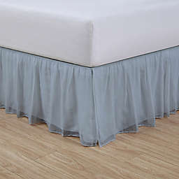 Cotton Voile 15-Inch Full Bed Skirt in Pale Blue