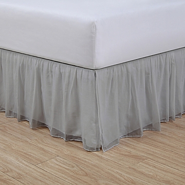 Cotton Voile 15-Inch Twin Bed Skirt in Grey. View a larger version of this product image.