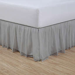 Cotton Voile 15-Inch Twin Bed Skirt in Grey
