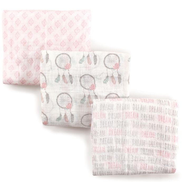 Hudson Baby 3-Pack Dream Muslin Swaddle Blanket in Pink ...