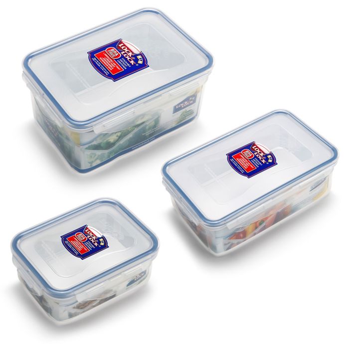 Lock & Lock® Rectangular Food Container in Clear/Blue Bed Bath & Beyond