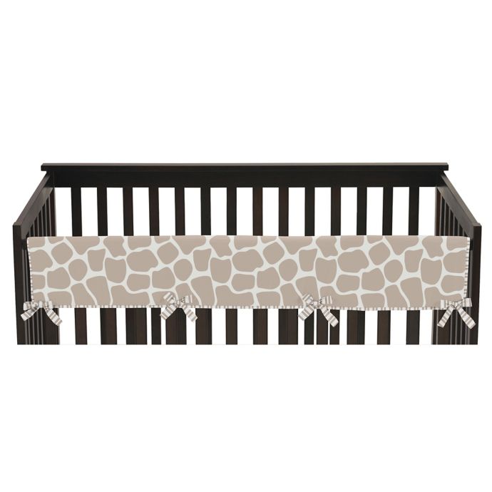 Sweet Jojo Designs Giraffe Long Crib Rail Cover In Taupe Off White