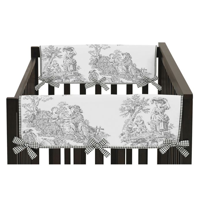 Sweet Jojo Designs French Toile Crib Rail Guard Covers In Black