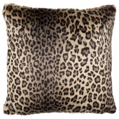 18x18 Multicolor Darcy777 Pink and Black Leopard Print Pattern Furry Chic Throw Pillow